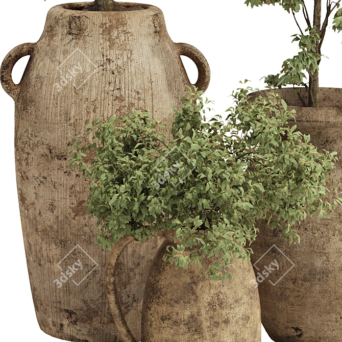 Handcrafted Bonsai Bush Pottery 133 3D model image 3