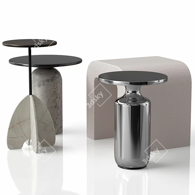 Modern Marble Side Tables Collection 3D model image 2