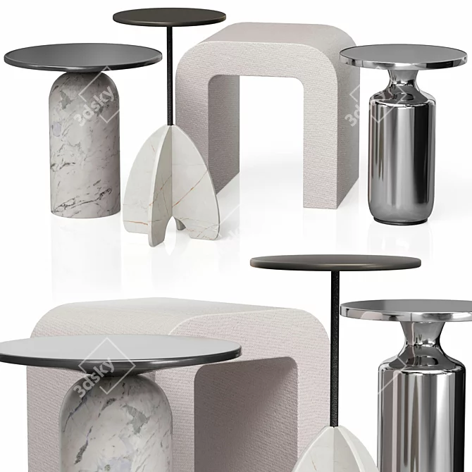 Modern Marble Side Tables Collection 3D model image 7