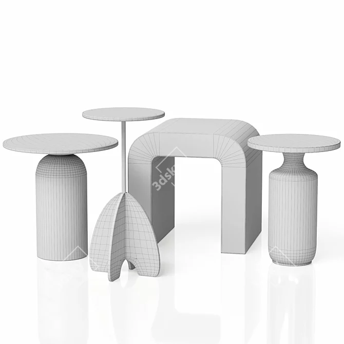 Modern Marble Side Tables Collection 3D model image 12