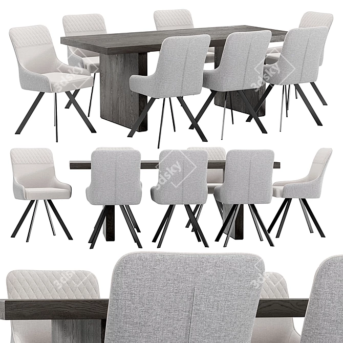 Elegant Dining Chair & Table 3D model image 1