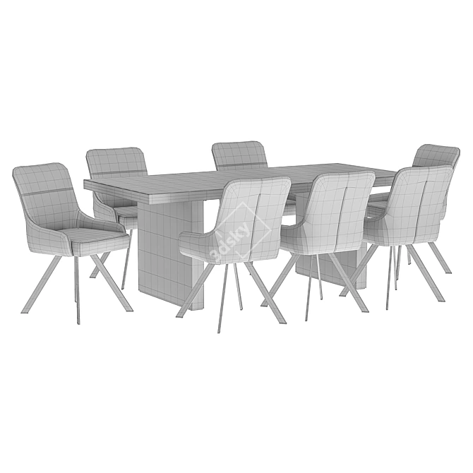 Elegant Dining Chair & Table 3D model image 5