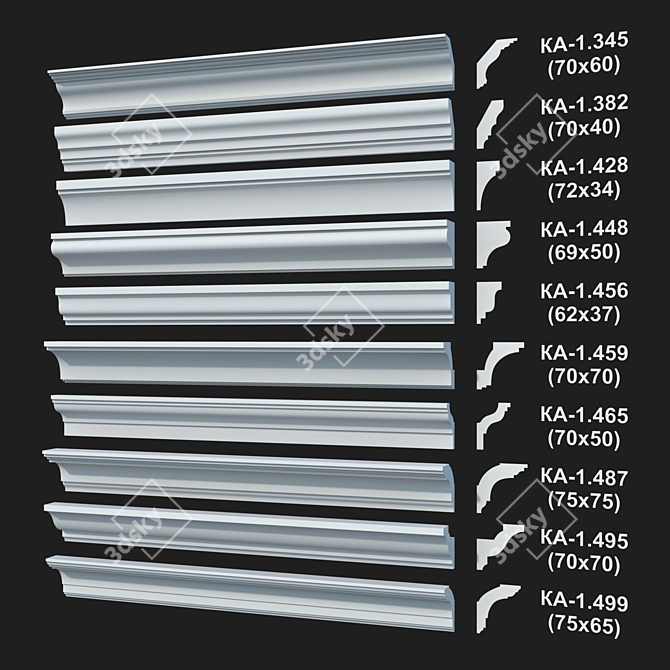 Sleek Cornices Pack 18: LepGrand 3D model image 4