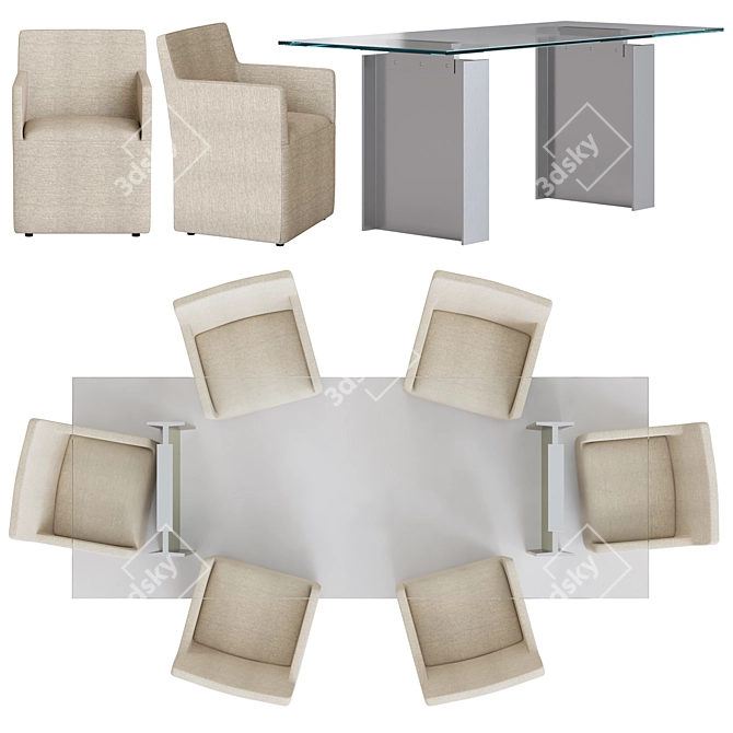 Sleek Omnia Dining Set 3D model image 2