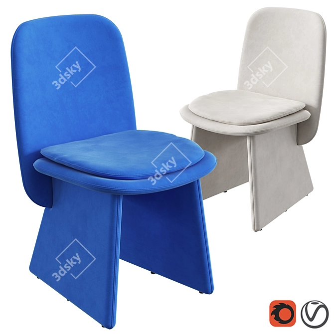 Baxter JODIE Chair in Blue and White Nubuck 3D model image 1