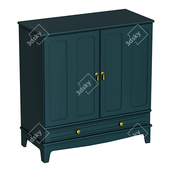 Lommarp Dark Blue-Green Wardrobe 68 3D model image 2