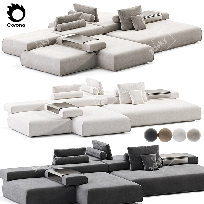 Modern Modular Cinder Block Sofa 3D model image 1