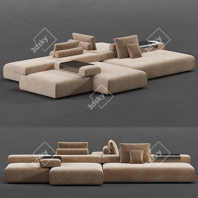 Modern Modular Cinder Block Sofa 3D model image 2