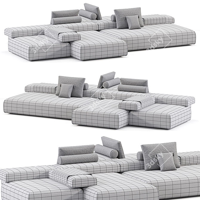 Modern Modular Cinder Block Sofa 3D model image 4