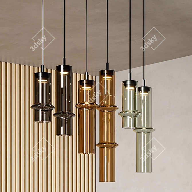 Title: Handmade Bamboo Forest Pendant Lamps 3D model image 2