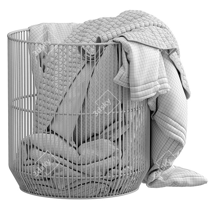 Metal Basket with Comfy Blanket 3D model image 13