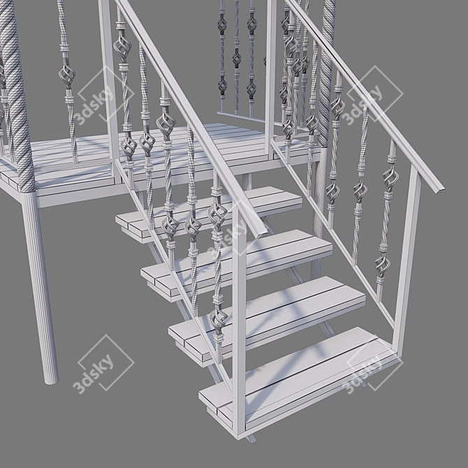 Metal Framed Porch with Polycarbonate Canopy 3D model image 4