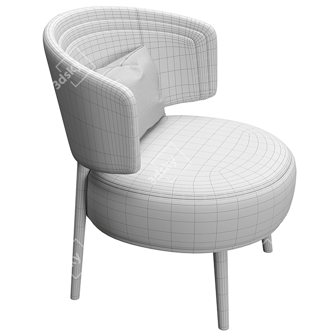 Elegant Lucerne Wingback Armchair 3D model image 6