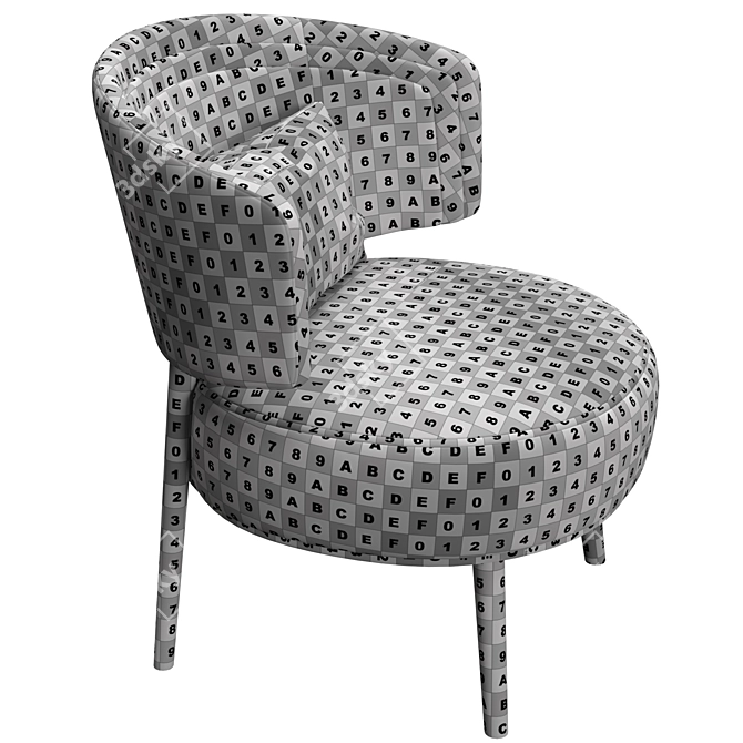 Elegant Lucerne Wingback Armchair 3D model image 7