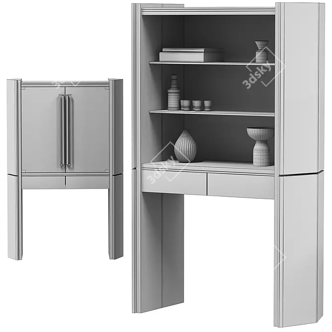 Elegant Luxxu Algerone Bar Cabinet 3D model image 1