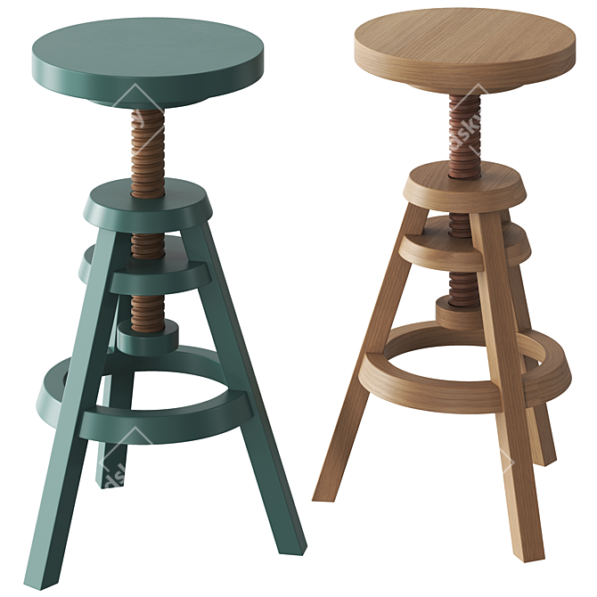  Folk Adjustable Stool Model 3D model image 1