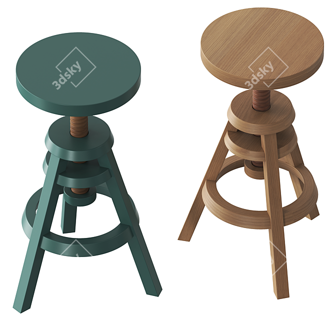  Folk Adjustable Stool Model 3D model image 2