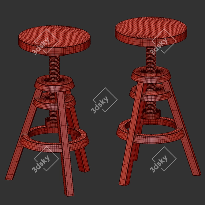  Folk Adjustable Stool Model 3D model image 3