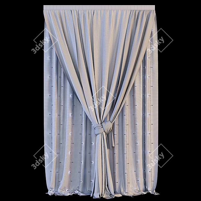 White Chiffon Curtain with LED Garland 3D model image 6