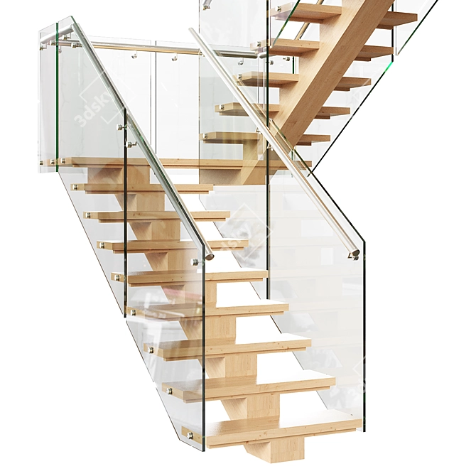 Stylish 3D Staircase Design 3D model image 3