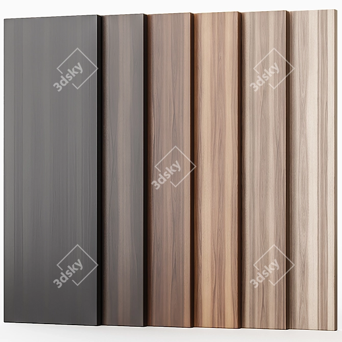 Walnut Wood Textured Panel 6-Color 3D model image 1