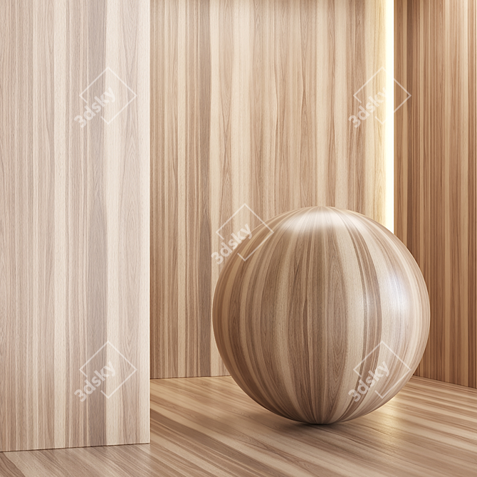 Walnut Wood Textured Panel 6-Color 3D model image 2