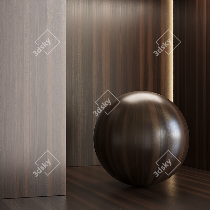 Walnut Wood Textured Panel 6-Color 3D model image 4