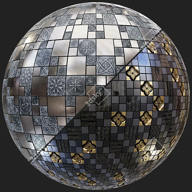 PBR Seamless Mosaic Tiles Collection 3D model image 3