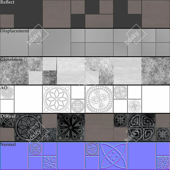 PBR Seamless Mosaic Tiles Collection 3D model image 6