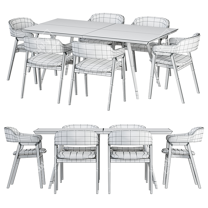 Sleek Modern Dining Chair Set 3D model image 3