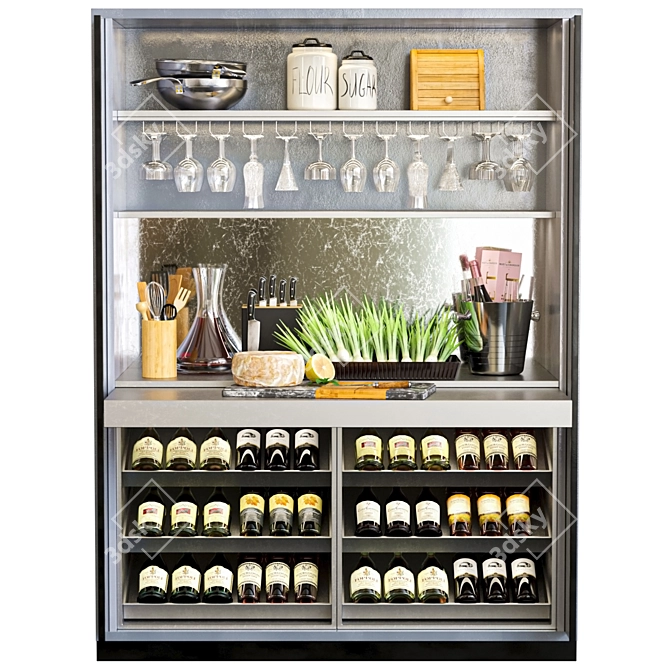 Kitchen & Wine Fridge Set 3D model image 1