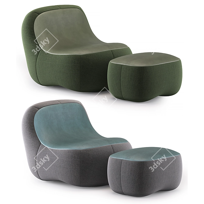 Modern Dino Armchair Set 3D model image 1