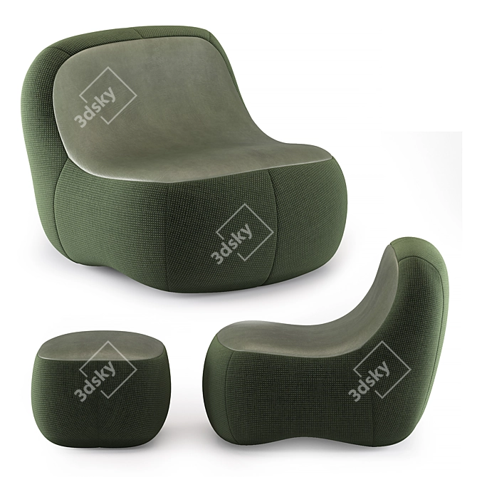 Modern Dino Armchair Set 3D model image 2