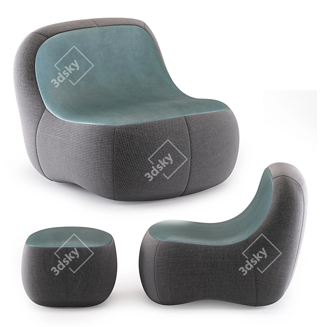 Modern Dino Armchair Set 3D model image 3