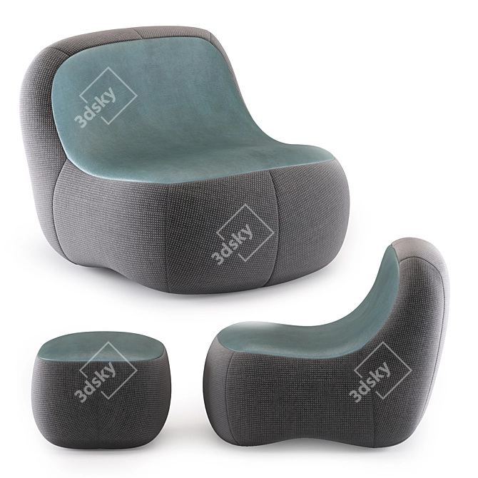 Modern Dino Armchair Set 3D model image 8