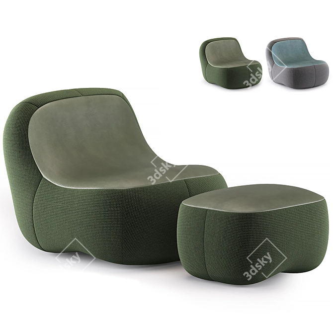 Modern Dino Armchair Set 3D model image 13