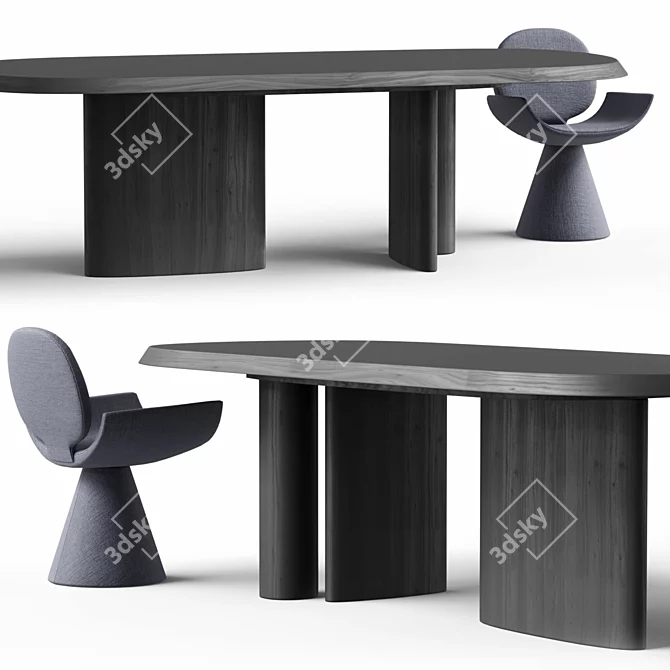 Customizable Padiglioni Table and Youpi Chair 3D model image 1