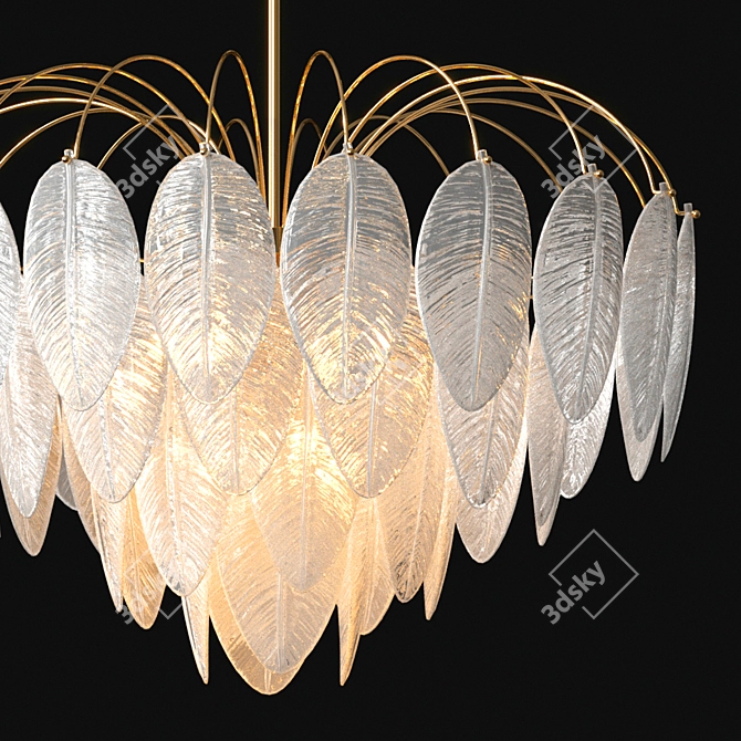 Feather Glass LED Pendant Chandelier 3D model image 2