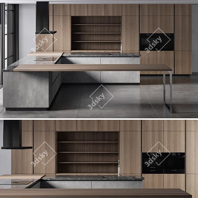 Minimalist Kitchen No.5 Set 3D model image 1