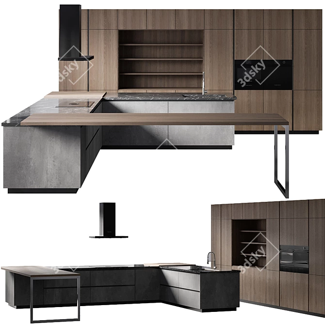 Minimalist Kitchen No.5 Set 3D model image 6