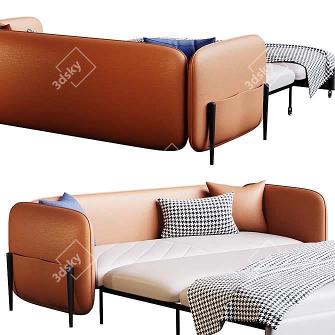 Leath-aire Convertible Sofa Bed Storage 3D model image 2