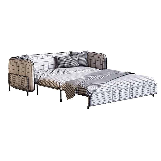 Leath-aire Convertible Sofa Bed Storage 3D model image 4