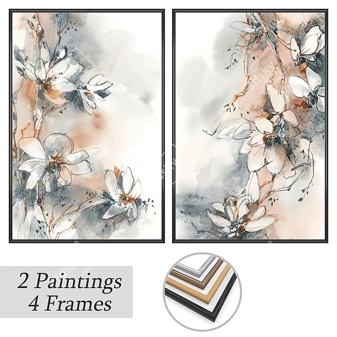 Artwork Set with Various Frames 3D model image 1