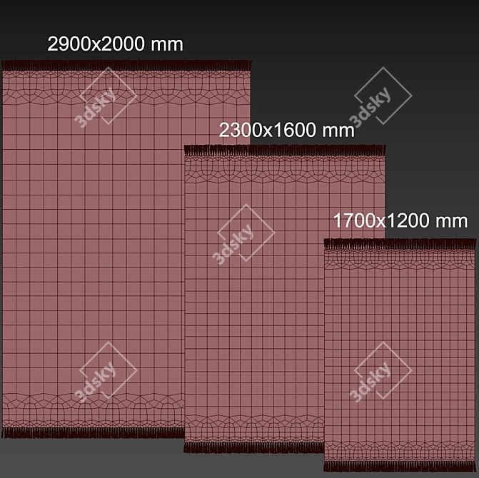 Abstract Wool & Cotton Rug 3D model image 5