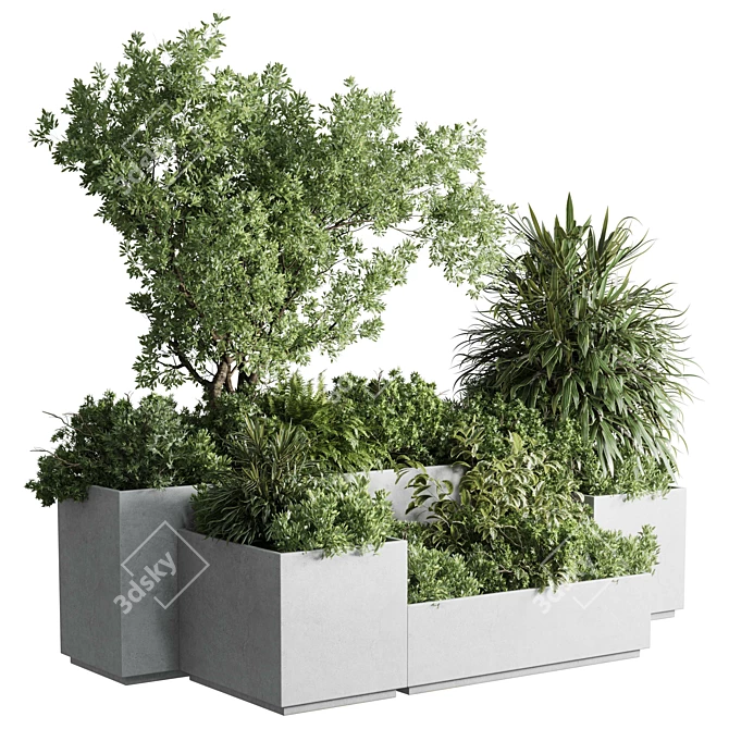 Urban Box Plants Stand Set 3D model image 1