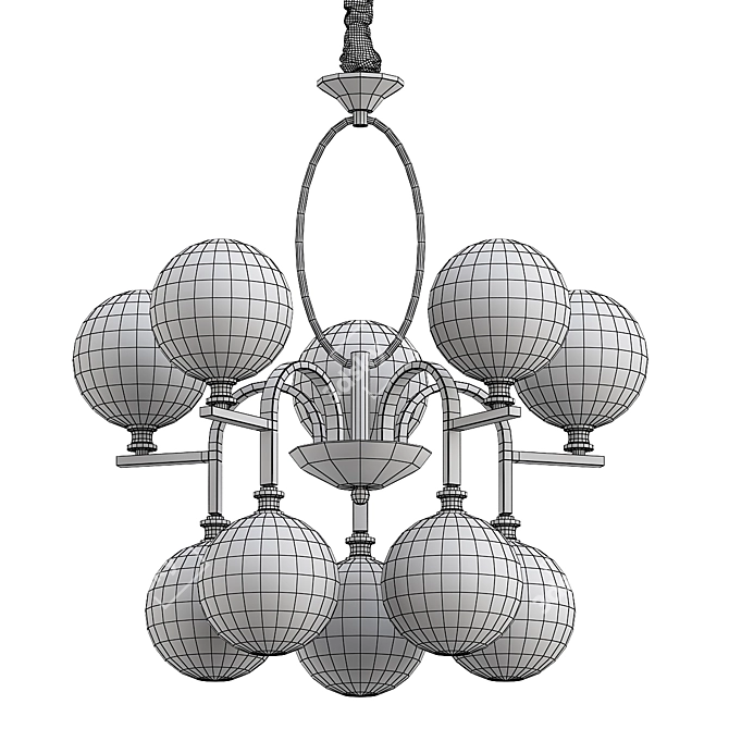 Elegant Clear Glass Pendant Chandelier 3D model image 3