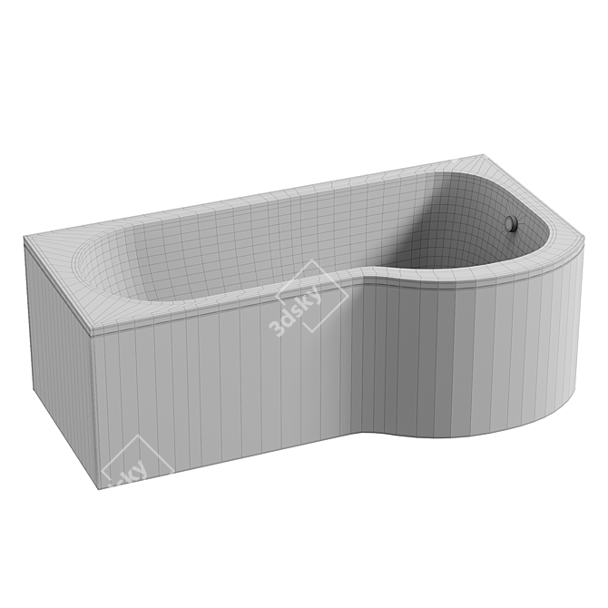 P-Shaped Shower Bath Set with Screen 3D model image 4