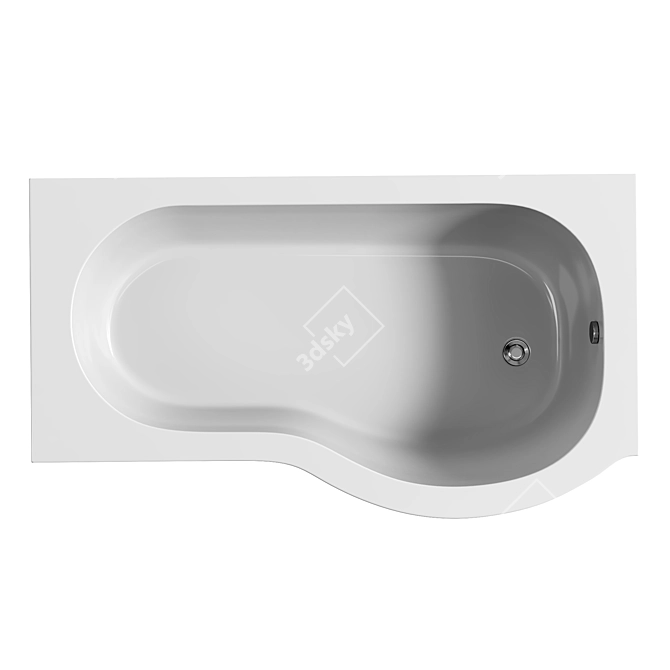 P-Shaped Shower Bath 1500mm 3D model image 2