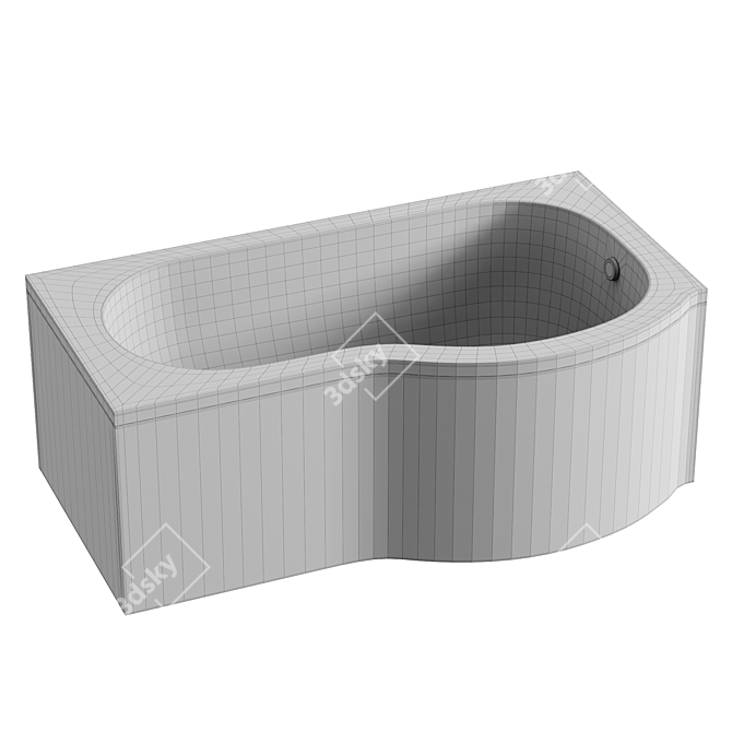 P-Shaped Shower Bath 1500mm 3D model image 4