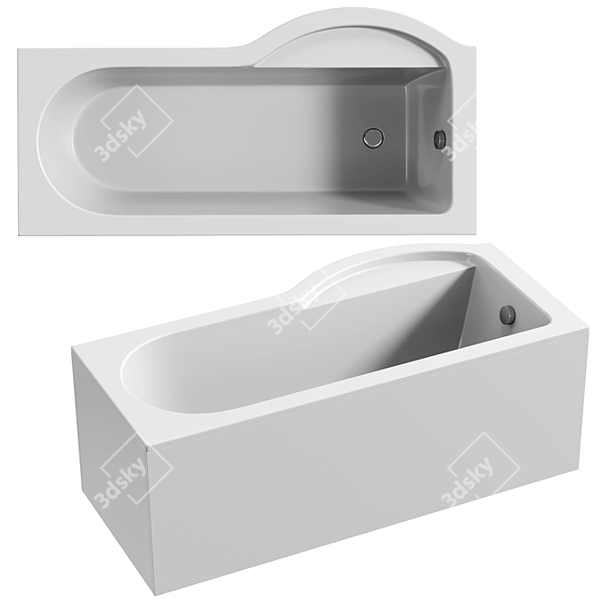 ArmourCast Arco Shower Bath, Right Hand 3D model image 1